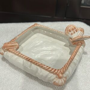 Meiselman vintage butterfly ashtray white and pink